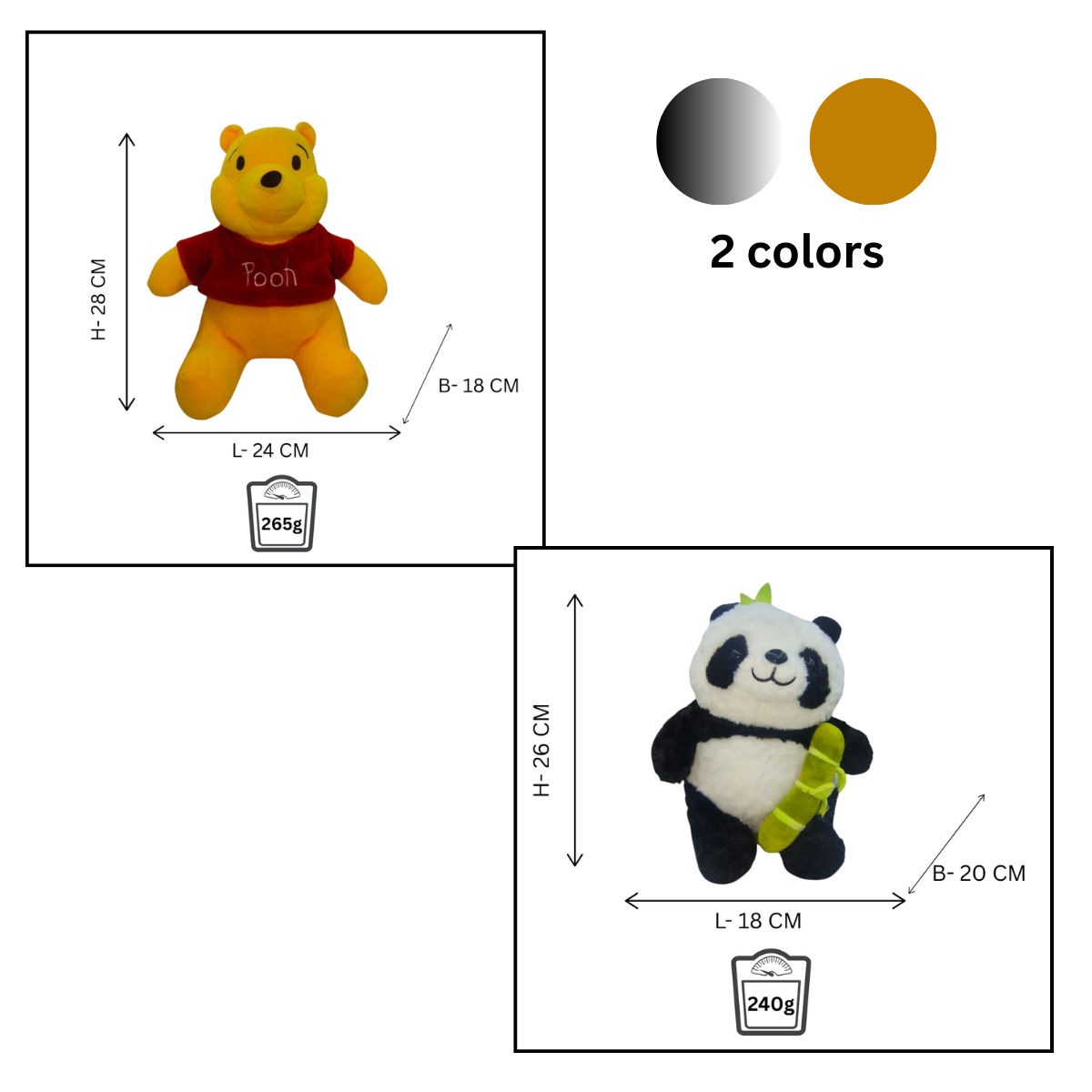 Panda + Pooh Combo of 2 Pooh & Panda Soft Plush Toy for Kids (2+ Years) | Toyship