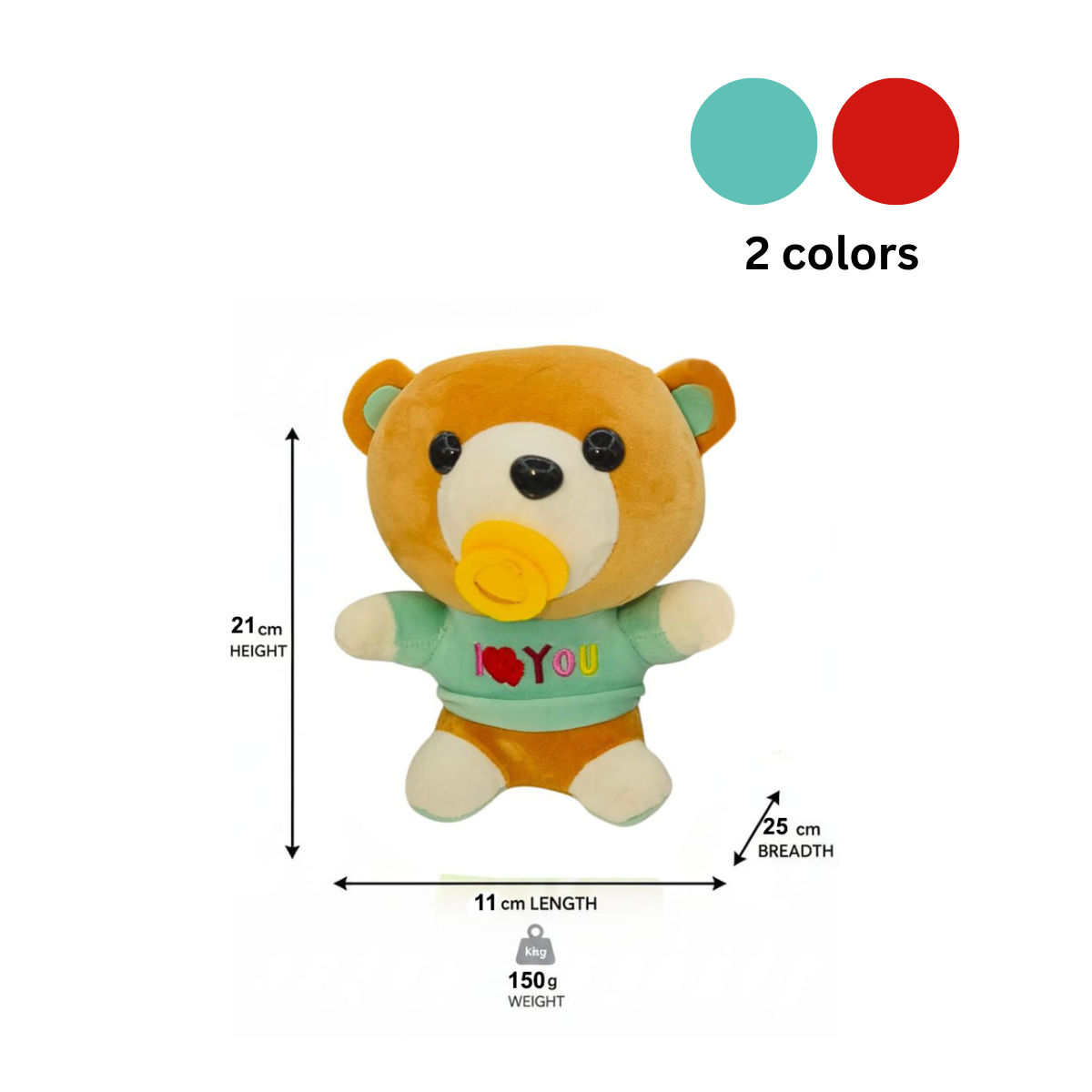 Baby Teddy Combo of 2 Green & Red Soft Plush Toy for Kids (2+ Years) | Toyship