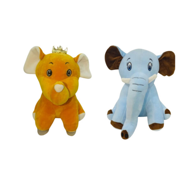 Elephant Combo of 2 Light Brown & Blue Soft Plush Toy for Kids (2+ Years) | Toyship