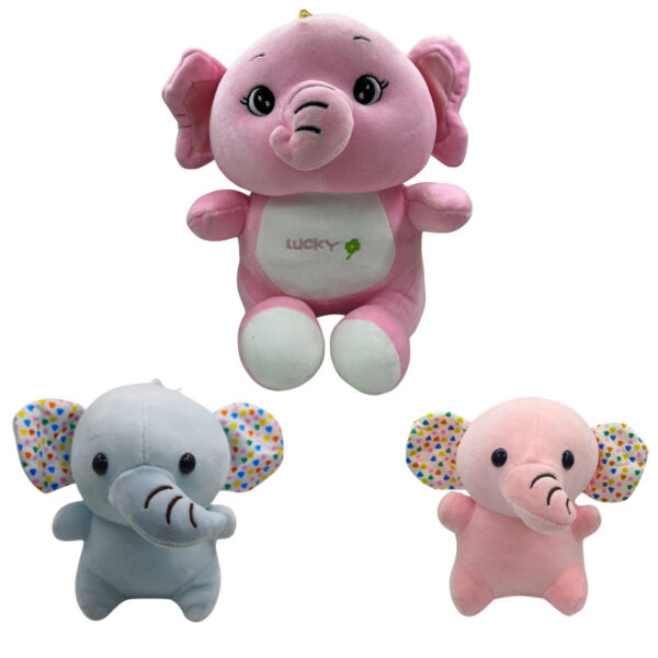Elephant Combo of 3 Pink & Blue Soft Plush Toy for Kids (2+ Years) | Toyship