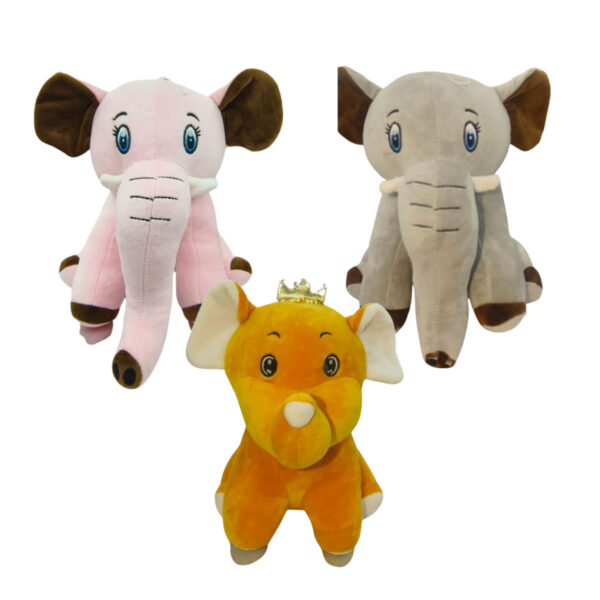 Elephant Combo of 3 Light Brown & Pink Soft Plush Toy for Kids (2+ Years) | Toyship