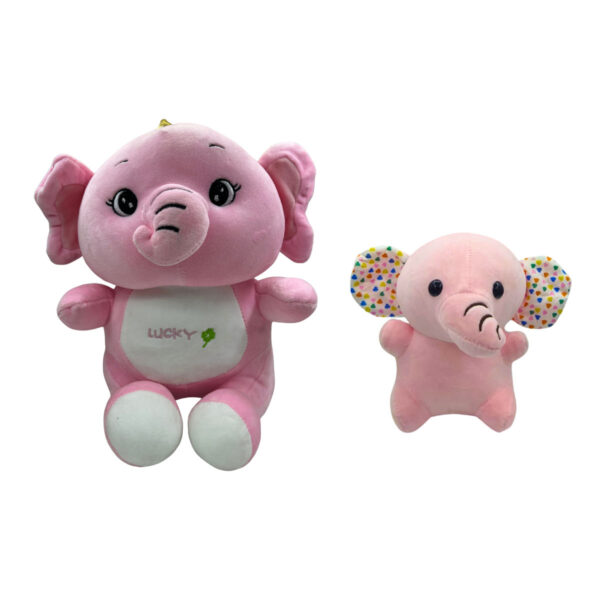 Elephant Combo of 2 Pink & Pink Soft Plush Toy for Kids (2+ Years) | Toyship