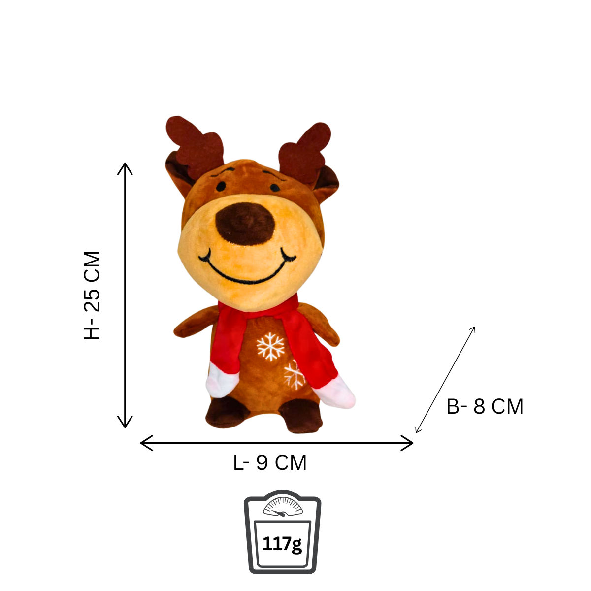 Reindeer Brown Soft Plush Toy for Kids (2+ Years) | Toyship