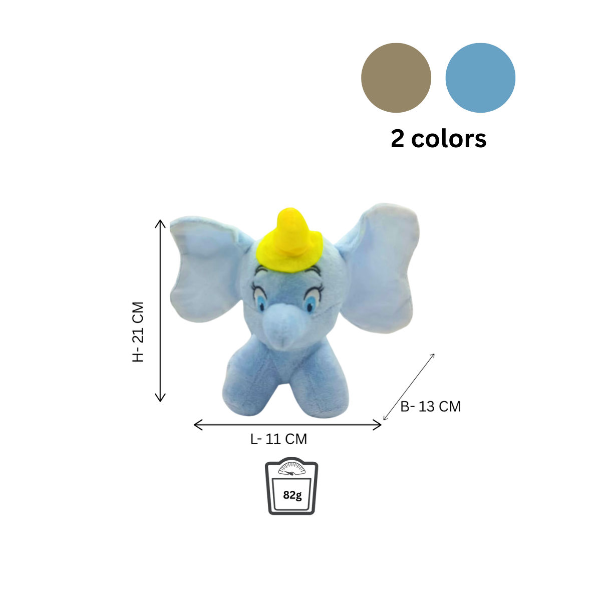 Elephant Combo of 2 Grey & Blue Soft Plush Toy for Kids (2+ Years) | Toyship