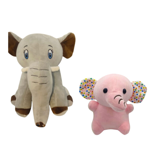 Elephant Combo of 2 Grey & Pink Soft Plush Toy for Kids (2+ Years) | Toyship