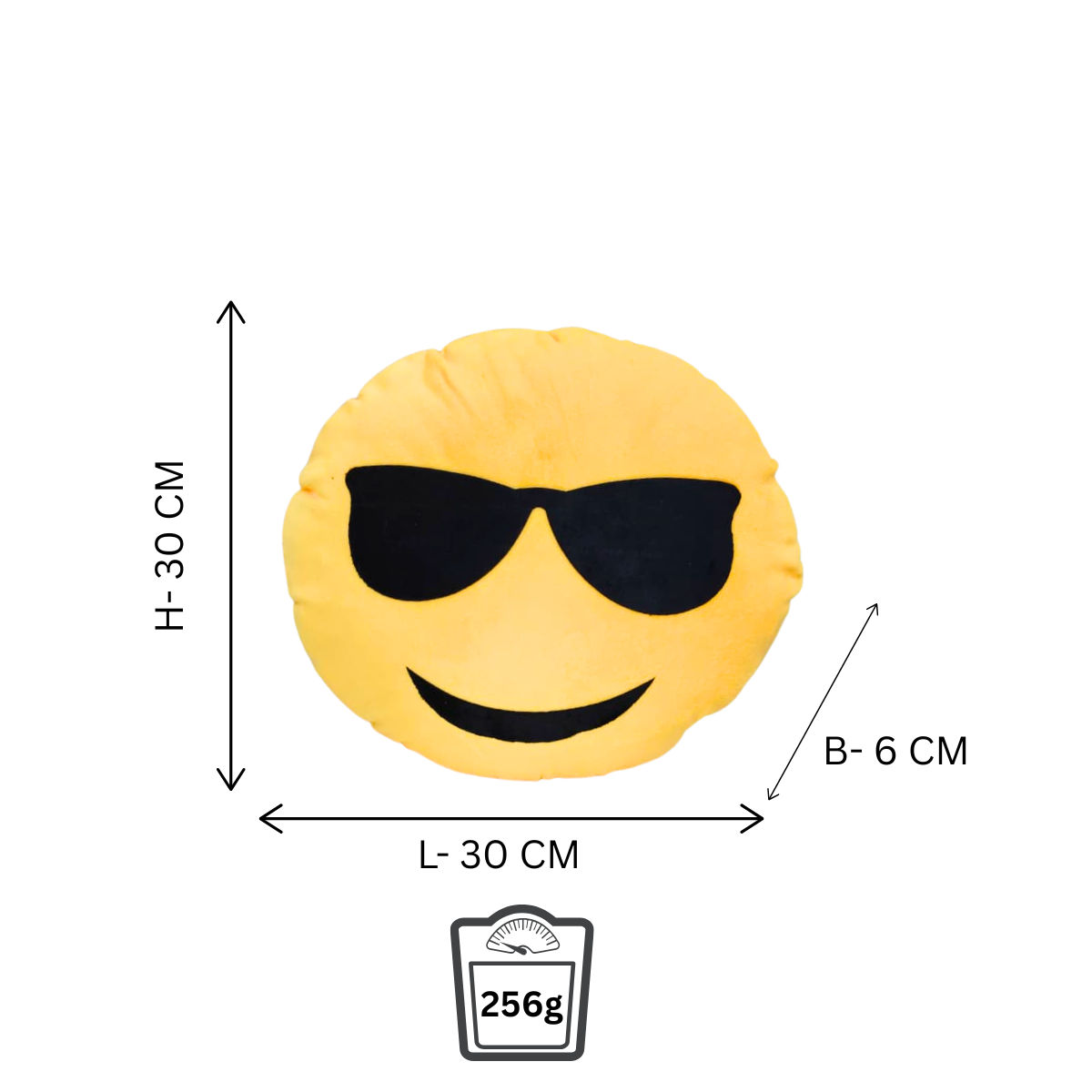 Cool Sunglasses Emoji Pillow Yellow Soft Plush Toy for Kids (2+ Years) | Toyship