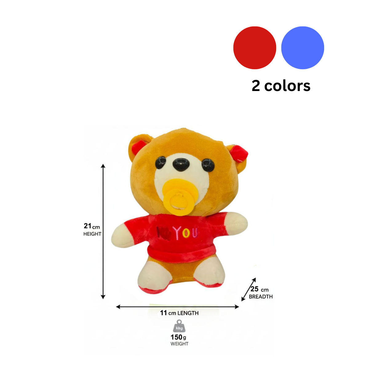 Baby Teddy Combo of 2 Red & Blue Soft Plush Toy for Kids (2+ Years) | Toyship