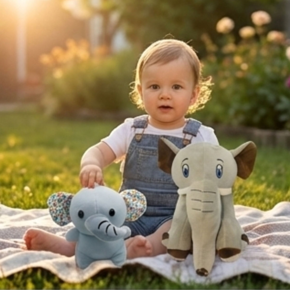 Elephant Combo of 2 Grey & Blue Soft Plush Toy for Kids (2+ Years) | Toyship