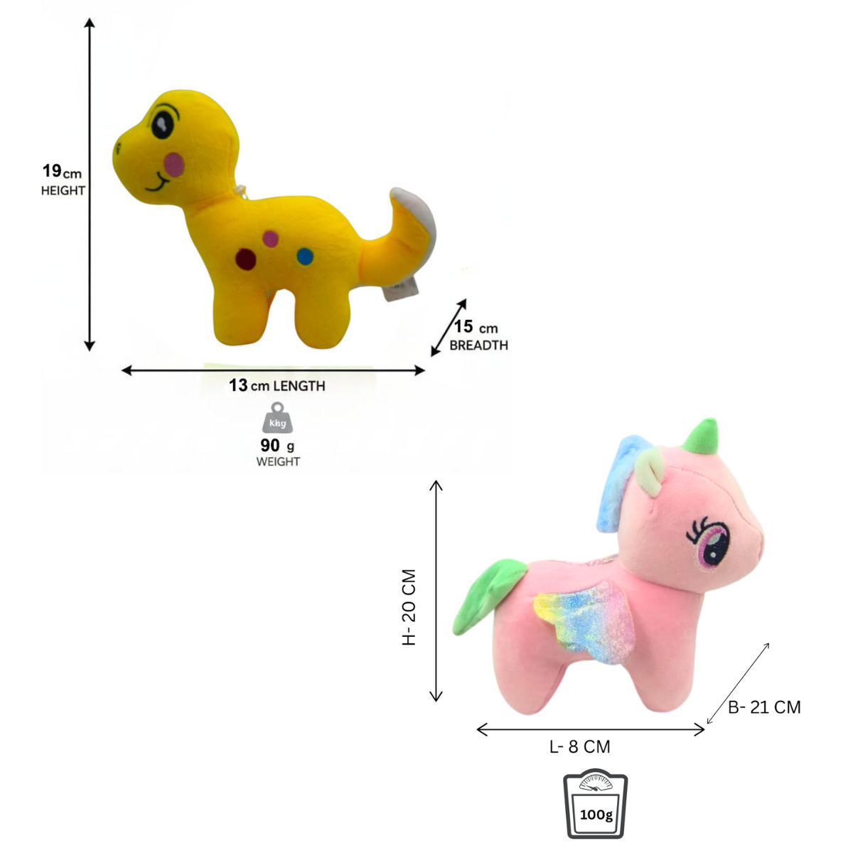 Dinosaur Combo of 2 Yellow & Pink Soft Plush Toy for Kids (2+ Years) | Toyship