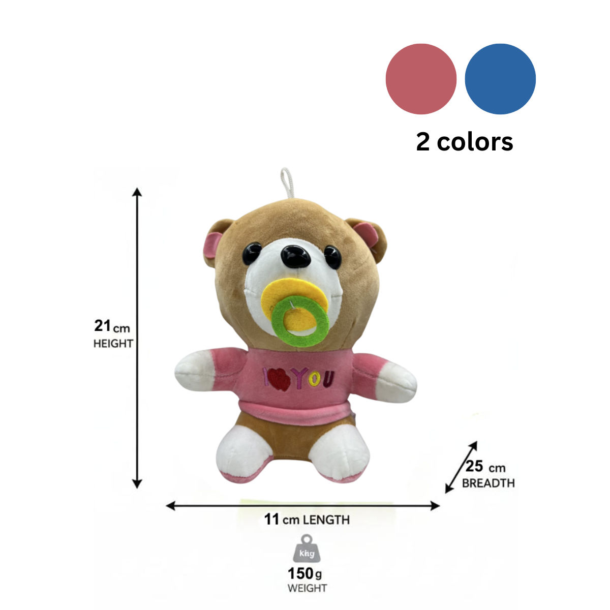 Baby Teddy Combo of 2 Pink & Light Blue Soft Plush Toy for Kids (2+ Years) | Toyship