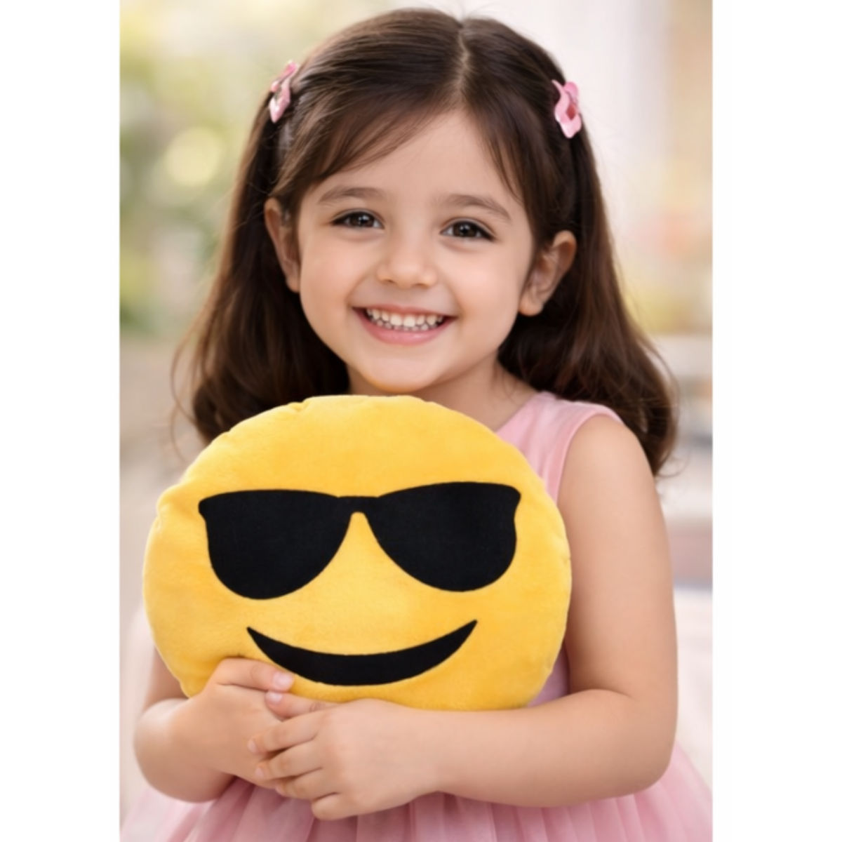 Cool Sunglasses Emoji Pillow Yellow Soft Plush Toy for Kids (2+ Years) | Toyship