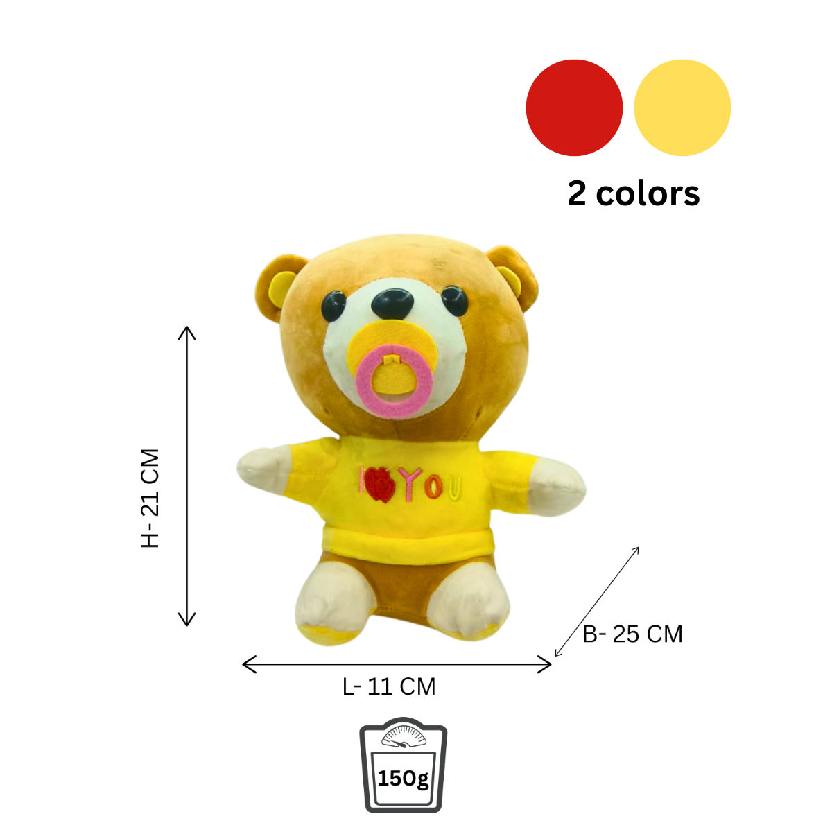 Baby Teddy Combo of 2 Yellow & Red Soft Plush Toy for Kids (2+ Years) | Toyship