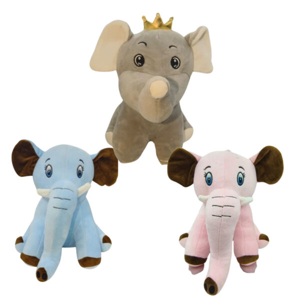 Elephant Combo of 3 Grey & Blue Soft Plush Toy for Kids (2+ Years) | Toyship