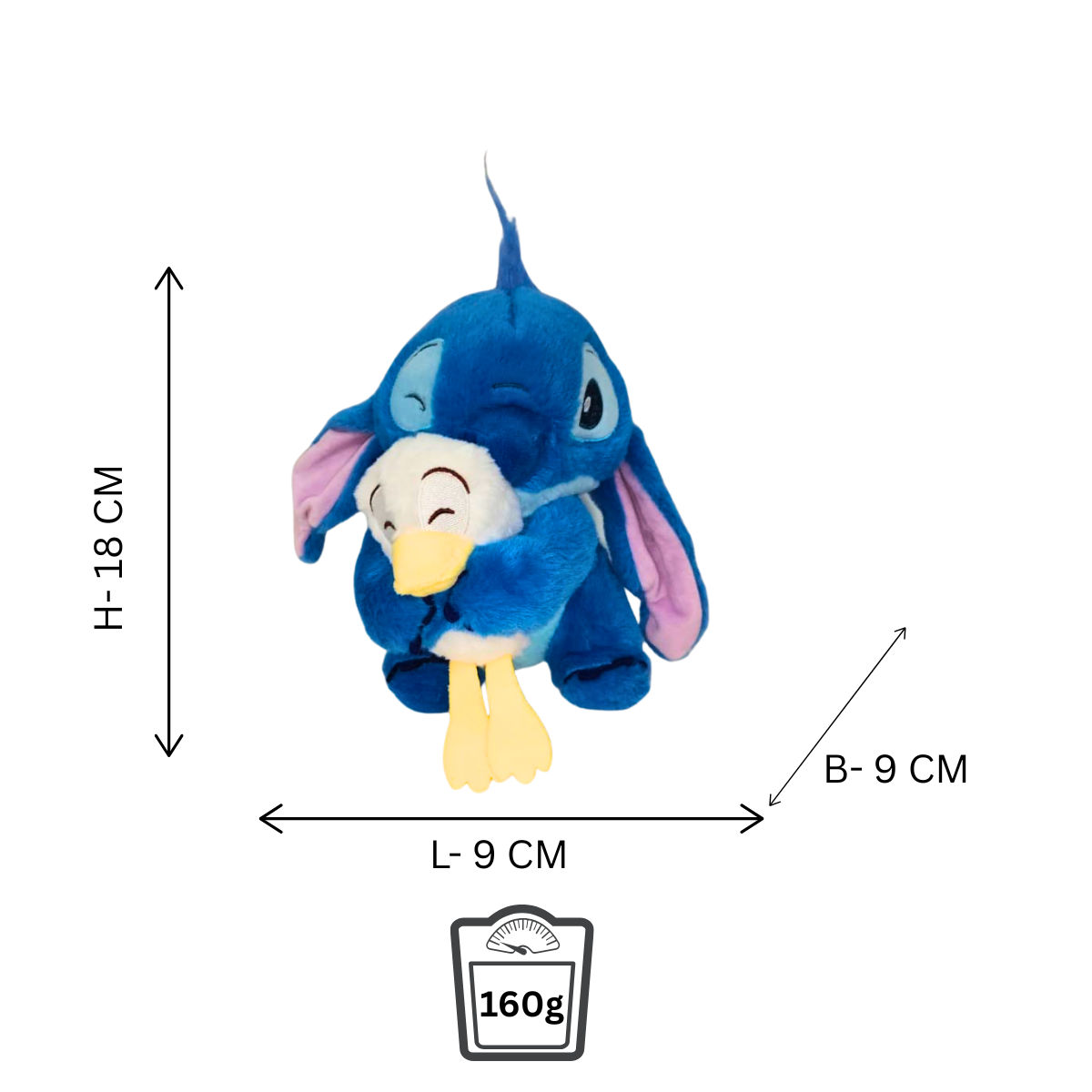 Stitch and Duck Blue & White Soft Plush Toy for Kids (2+ Years) | Toyship