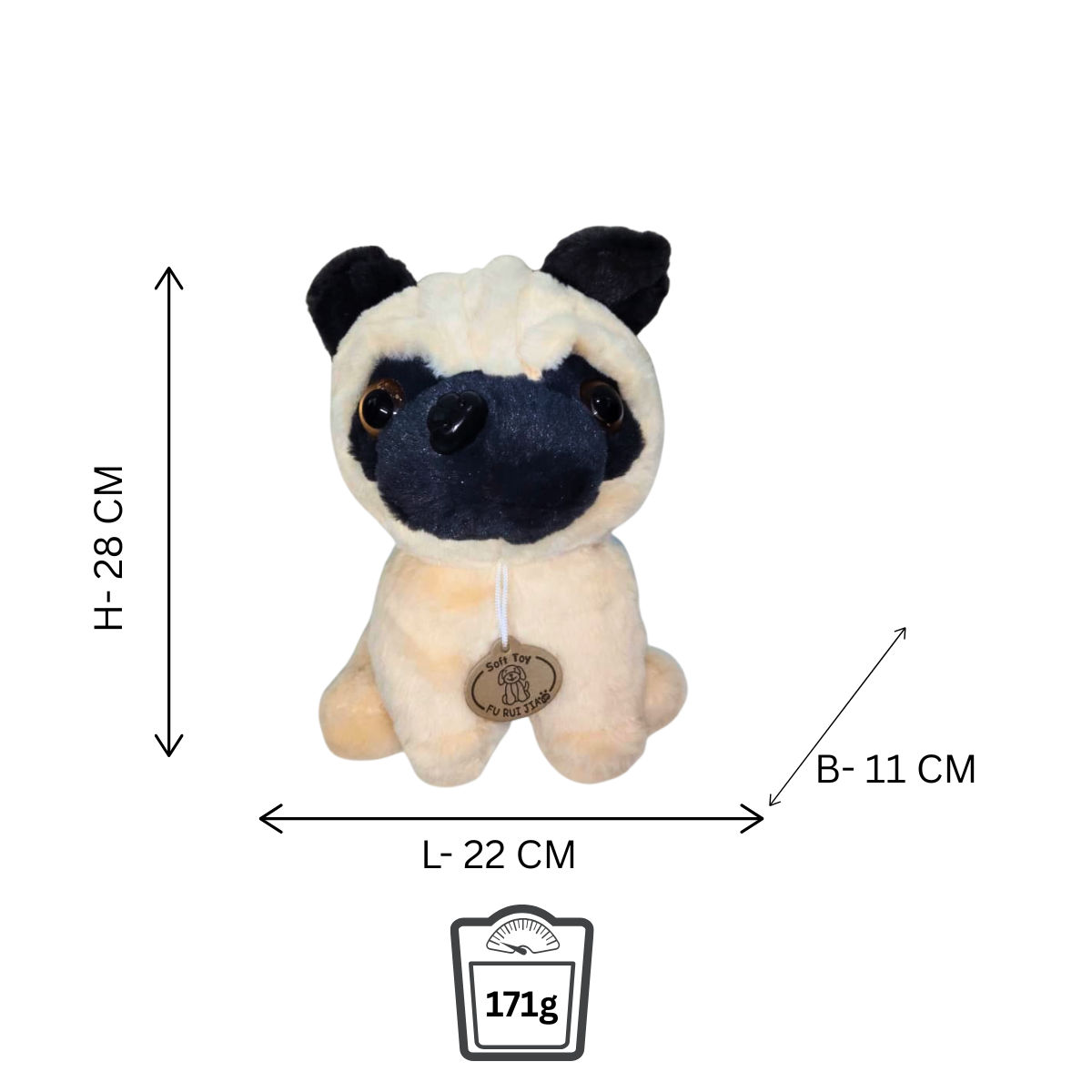 Dog White Soft Plush Toy for Kids (2+ Years) | Toyship