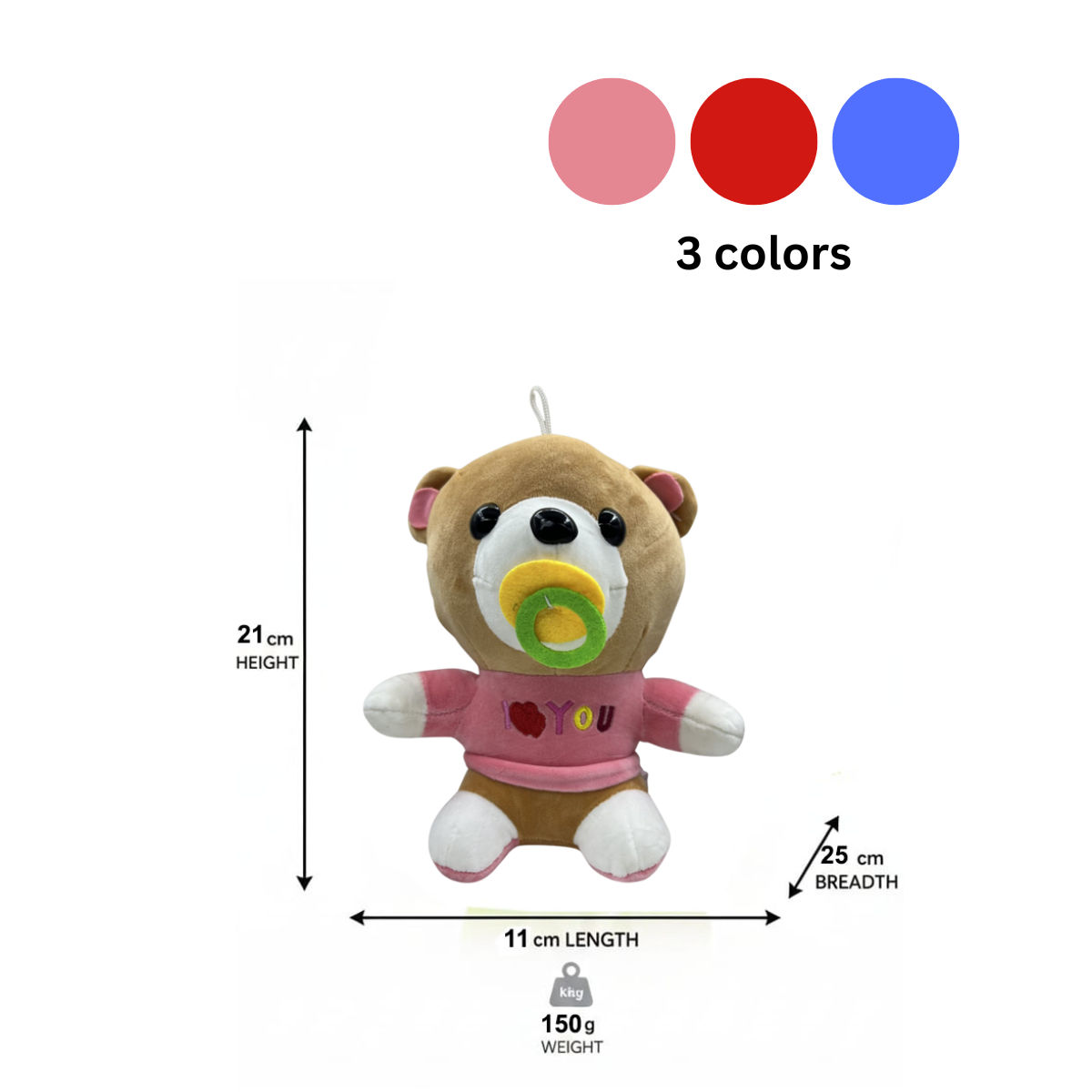 Baby Teddy Combo of 3 Pink & Blue Soft Plush Toy for Kids (2+ Years) | Toyship