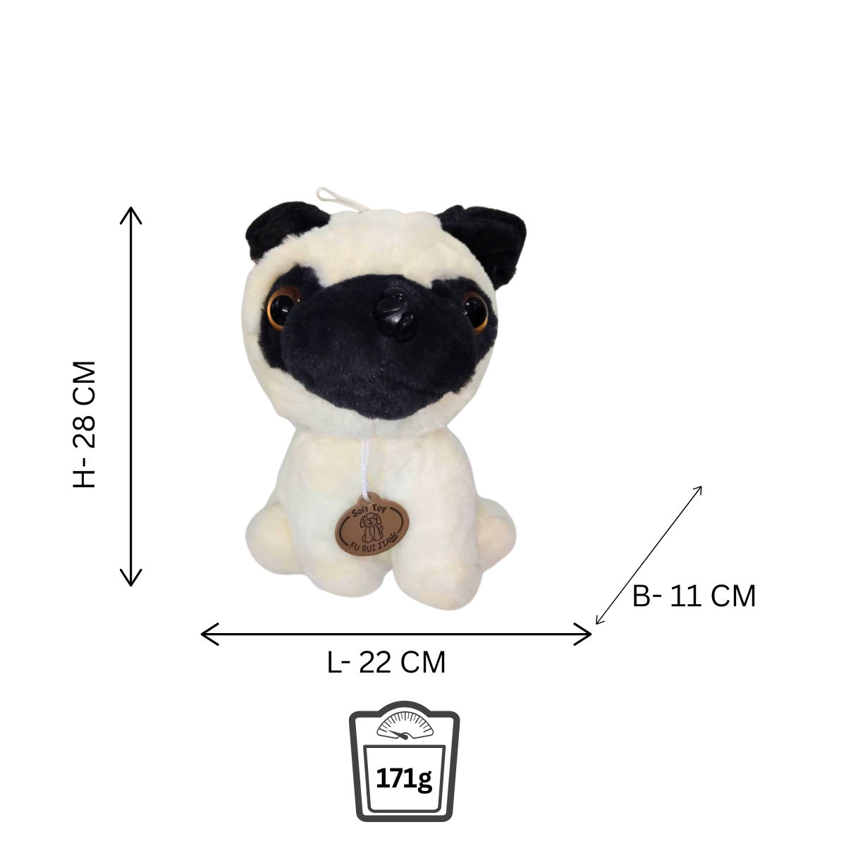Dog White Soft Plush Toy for Kids (2+ Years) | Toyship