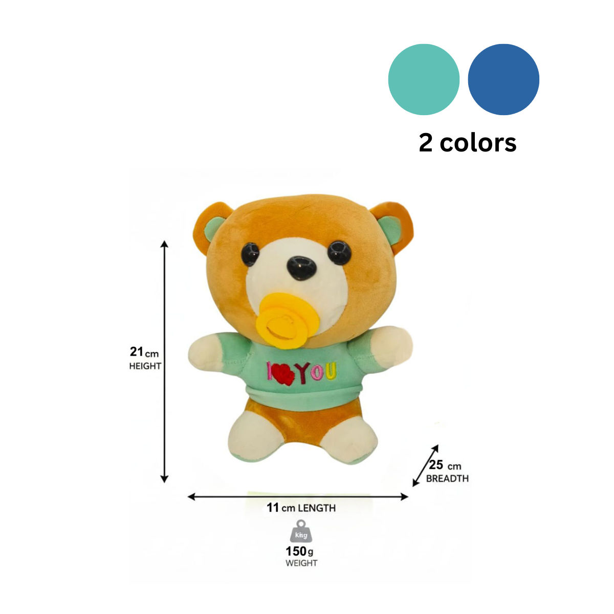 Baby Teddy Combo of 2 Green & Blue Soft Plush Toy for Kids (2+ Years) | Toyship