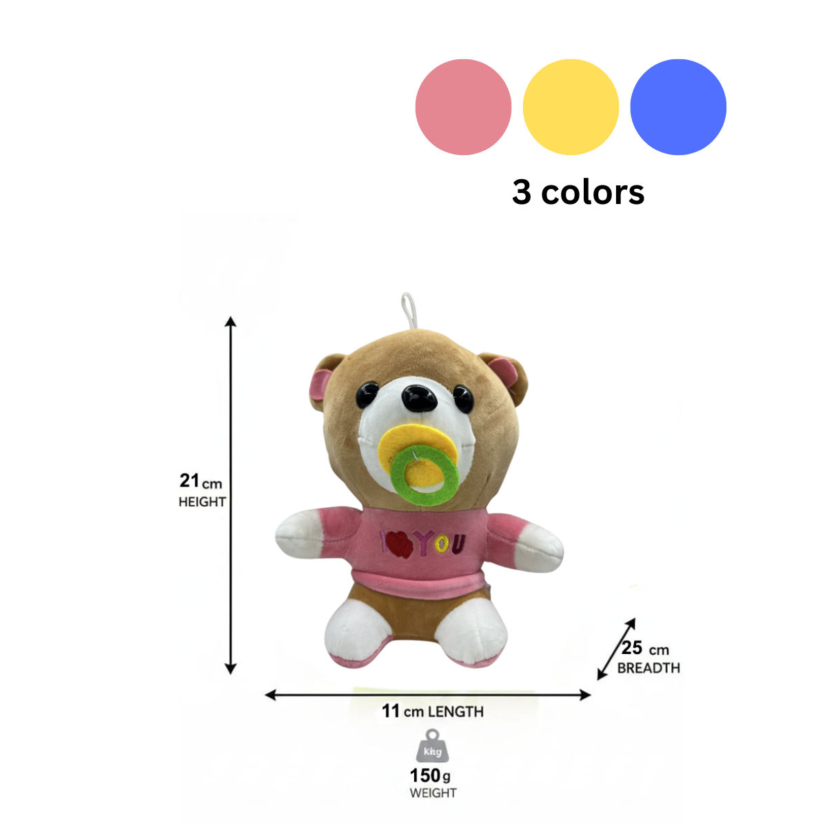 Baby Teddy Combo of 3 Pink & Blue Soft Plush Toy for Kids (2+ Years) | Toyship