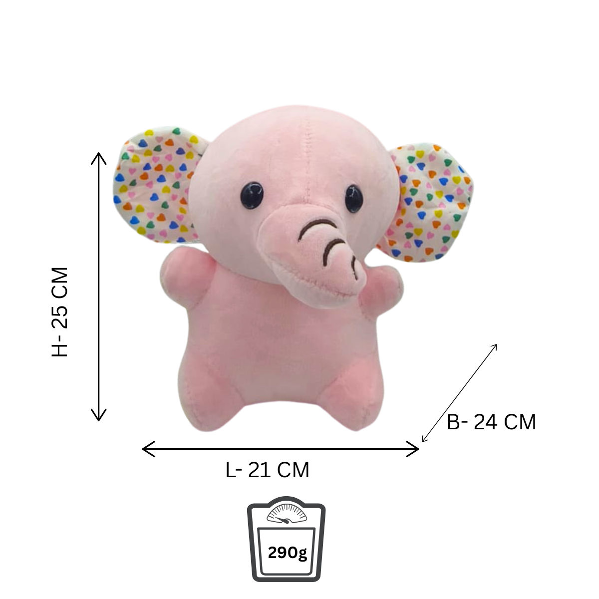 Pink Elephant Soft Plush Toy for Kids (2+ Years) | Toyship