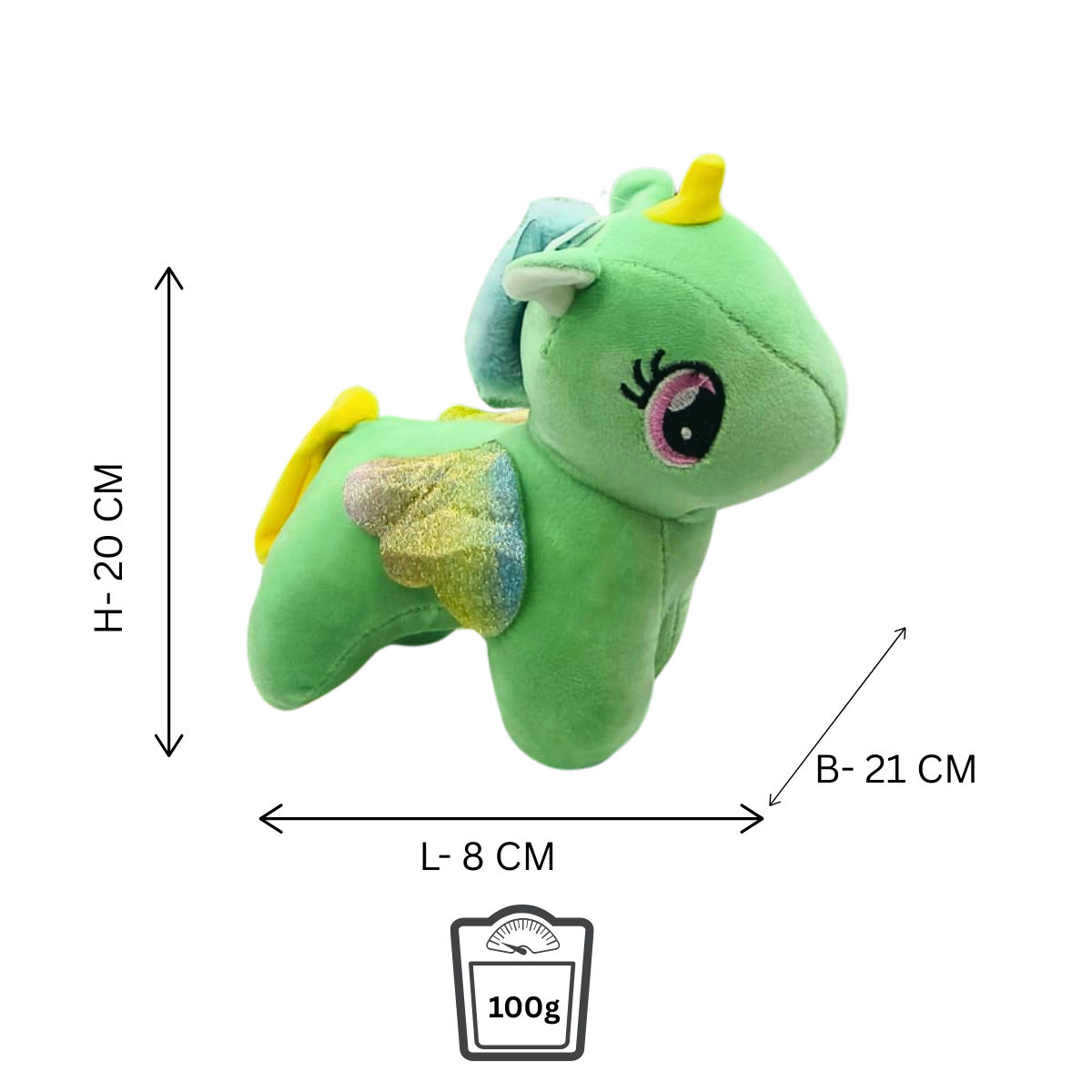 Green Unicorn Soft Plush Toy for Kids (2+ Years) | Toyship