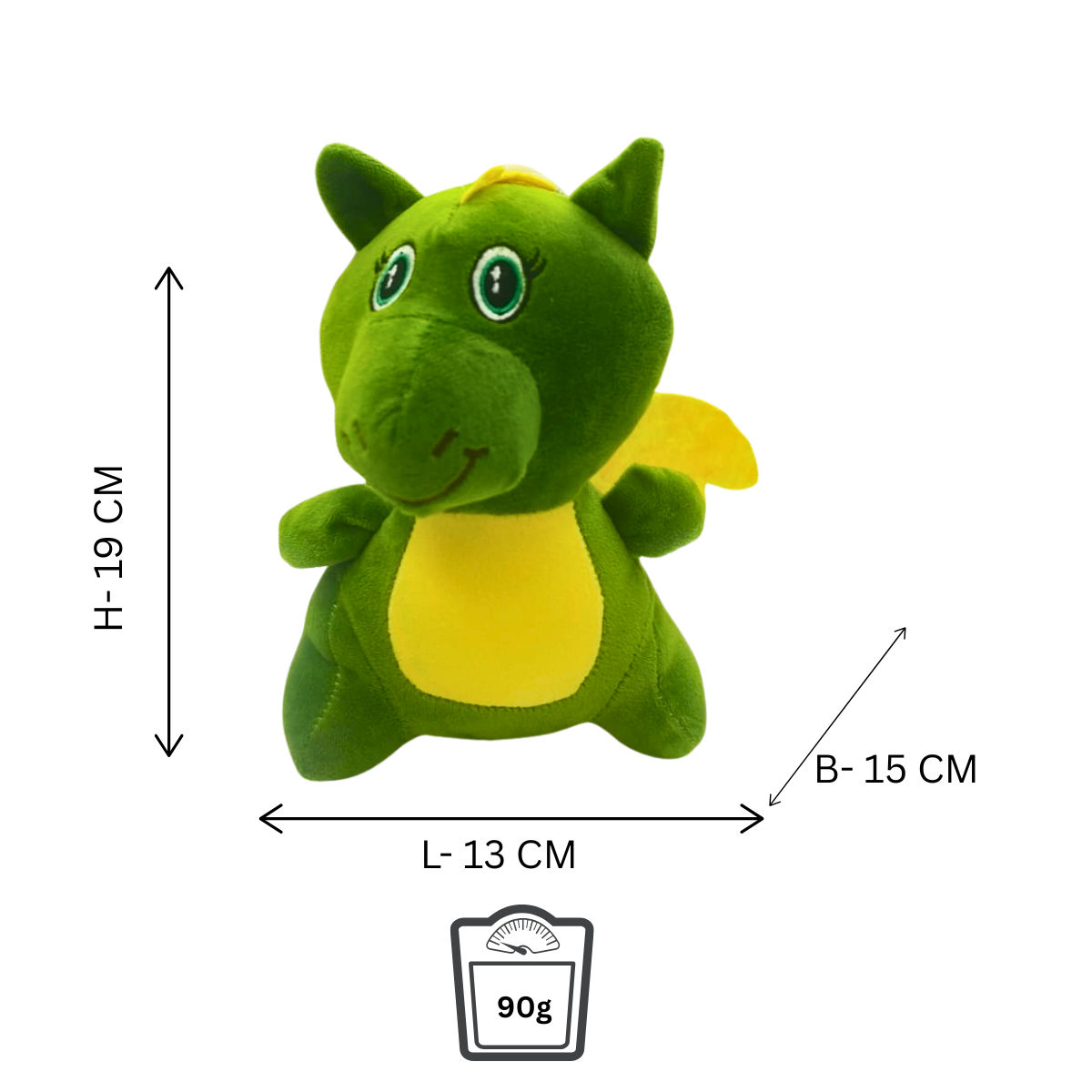 Green Dragon Soft Plush Toy for Kids (2+ Years) | Toyship