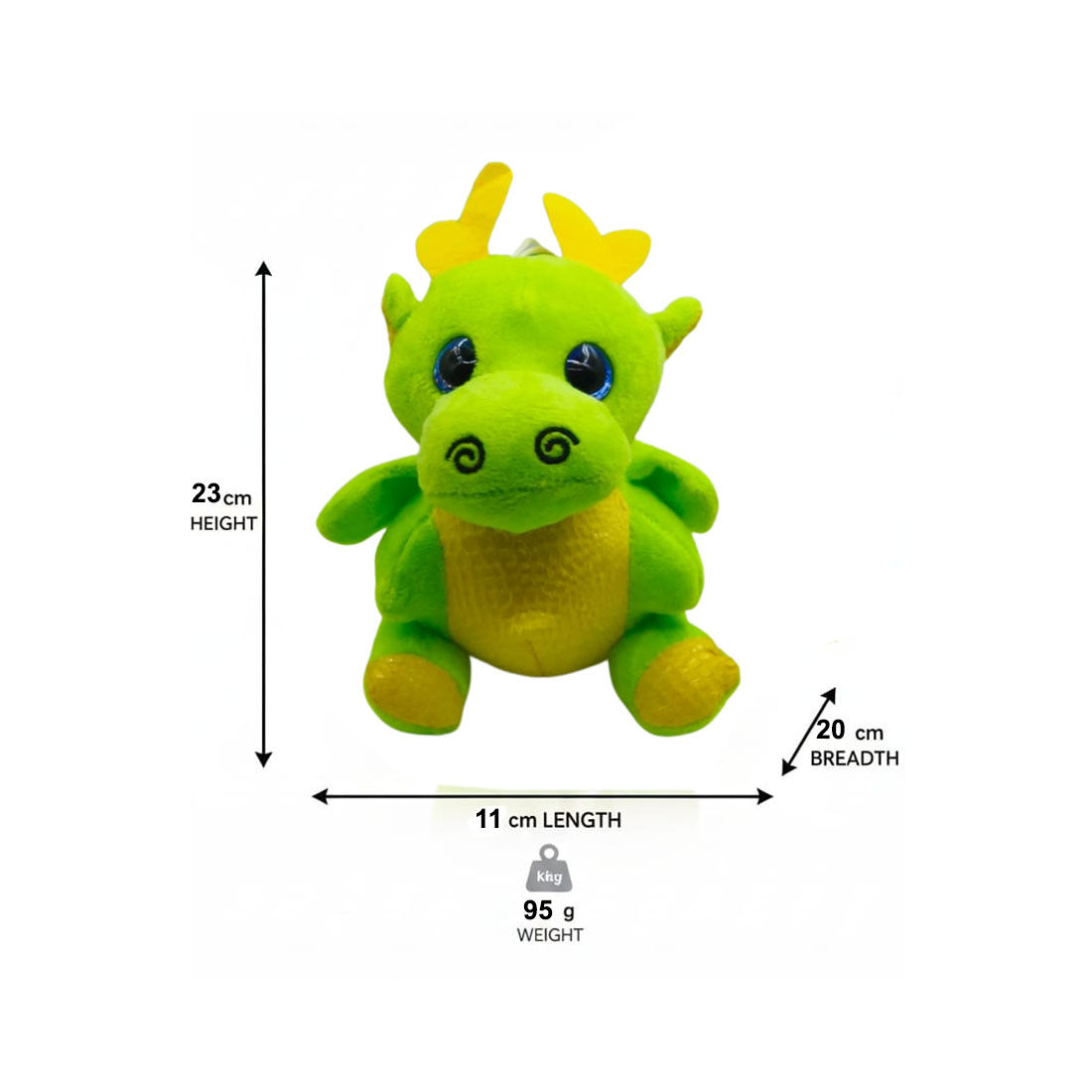 Green Dragon Soft Plush Toy for Kids (2+ Years) | Toyship