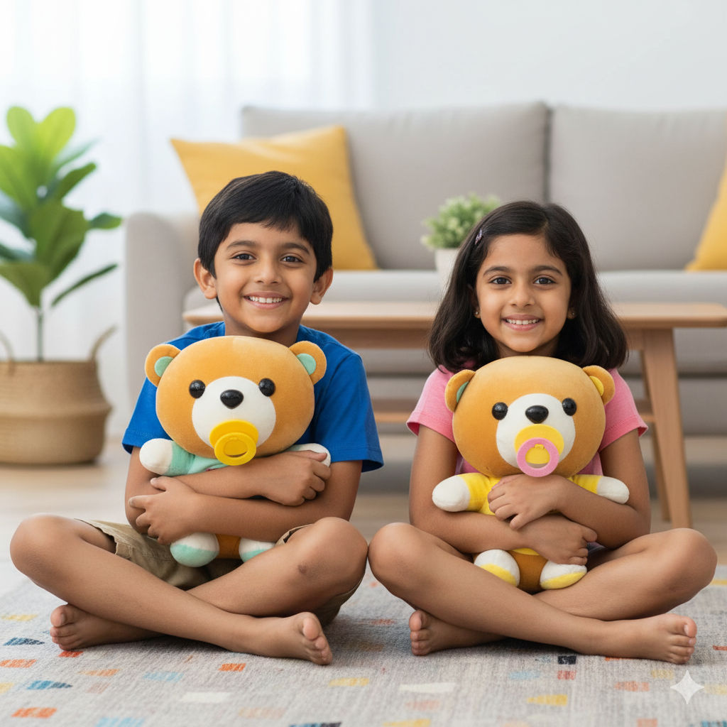 Baby Teddy Combo of 2 Light Blue & Yellow Soft Plush Toy for Kids (2+ Years) | Toyship