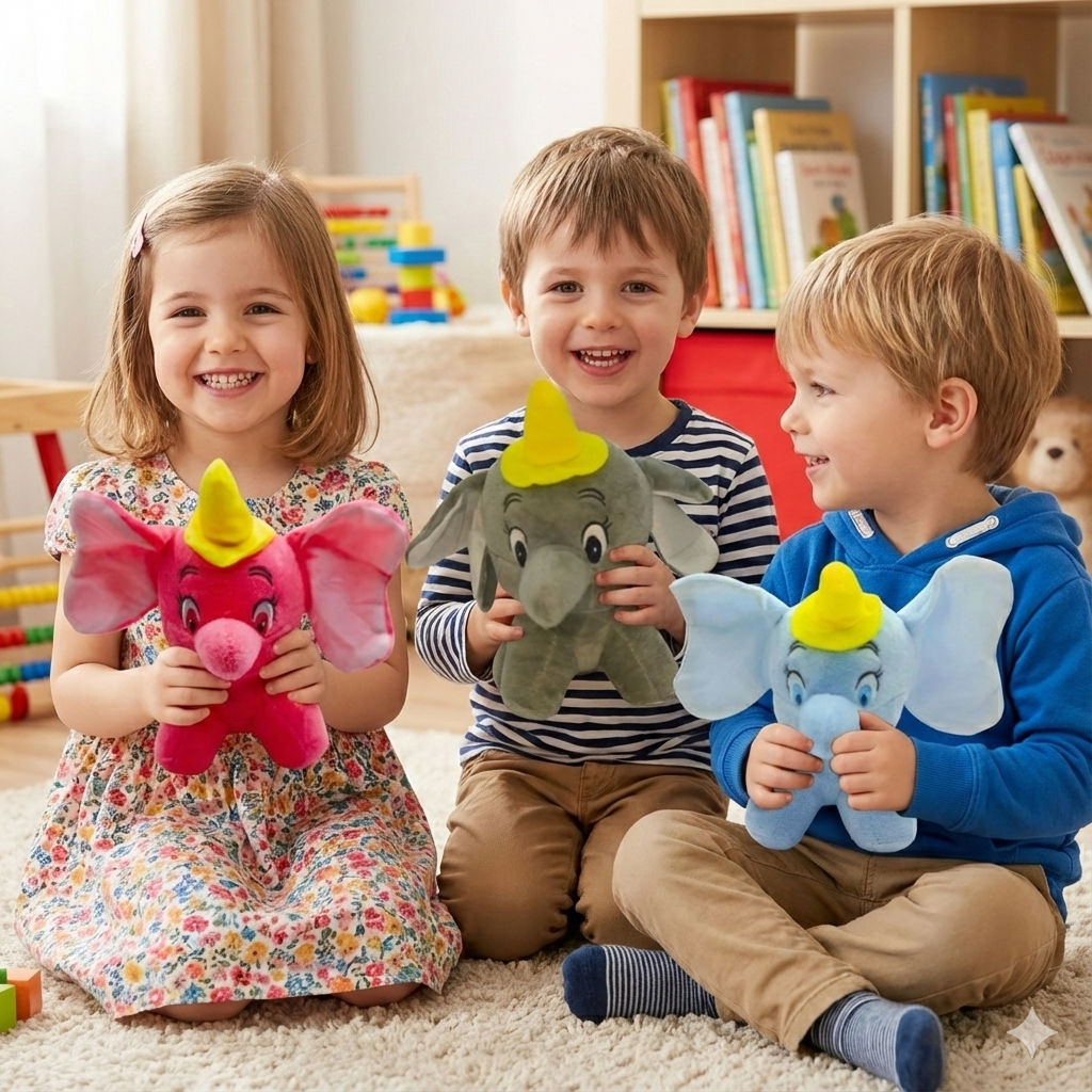 Elephant Combo of 3 Pink & Grey Soft Plush Toy for Kids (2+ Years) | Toyship