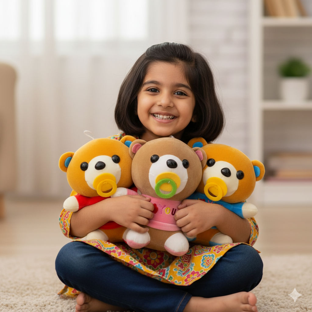 Baby Teddy Combo of 3 Pink & Blue Soft Plush Toy for Kids (2+ Years) | Toyship