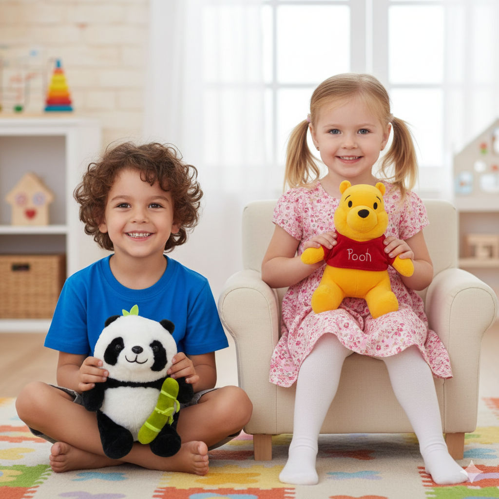 Panda + Pooh Combo of 2 Pooh & Panda Soft Plush Toy for Kids (2+ Years) | Toyship