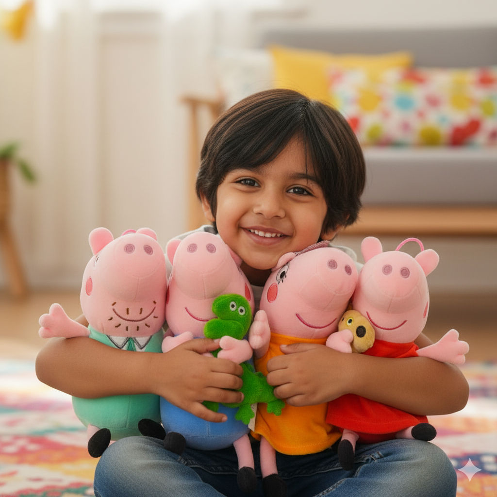 Peppa Pig Combo of 4 Peppa & Daddy Soft Plush Toy for Kids (2+ Years) | Toyship
