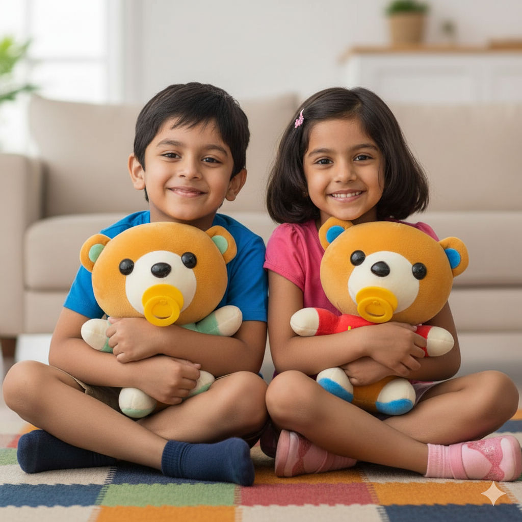 Baby Teddy Combo of 2 Green & Red Soft Plush Toy for Kids (2+ Years) | Toyship