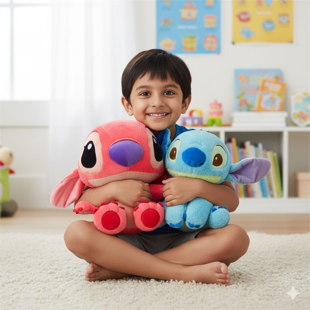 Stitch Combo of 2 Light Blue & Pink Soft Plush Toy for Kids (2+ Years) | Toyship