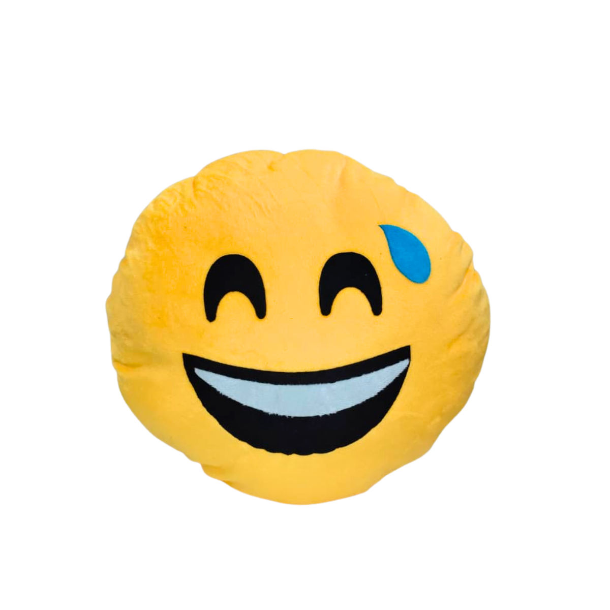 Grinning Face with Sweat Emoji Pillow Yellow Soft Plush Toy for Kids (2+ Years) | Toyship