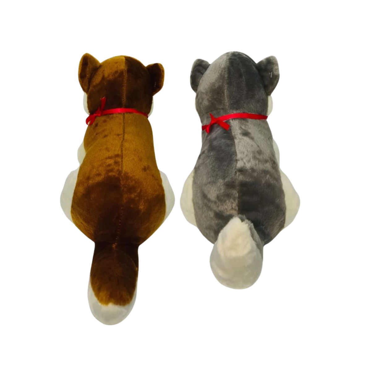 Husky Combo of 2 Grey & Brown Soft Plush Toy for Kids (2+ Years) | Toyship