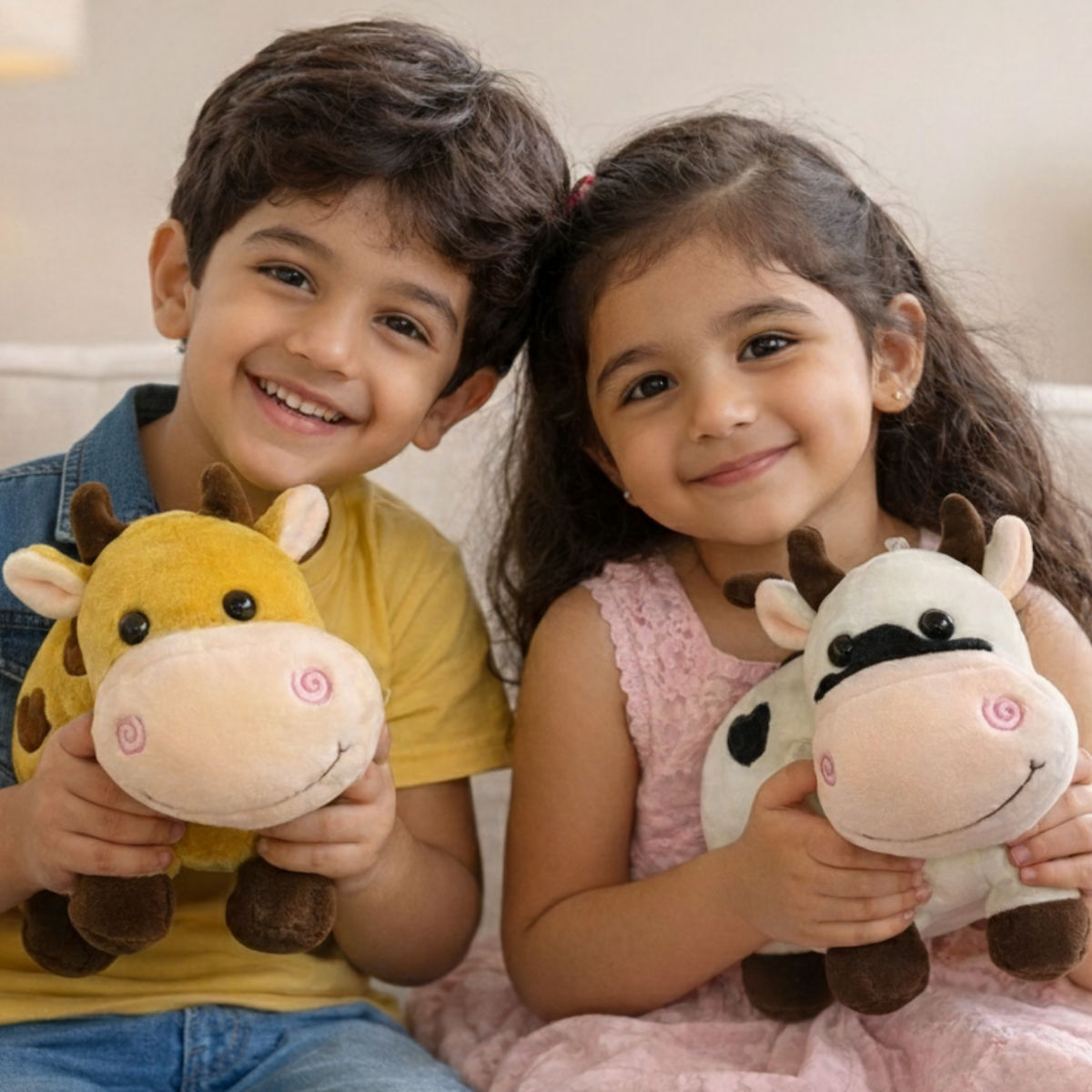 Cow Combo of 2 Black and White & Brown Soft Plush Toy for Kids (2+ Years) | Toyship