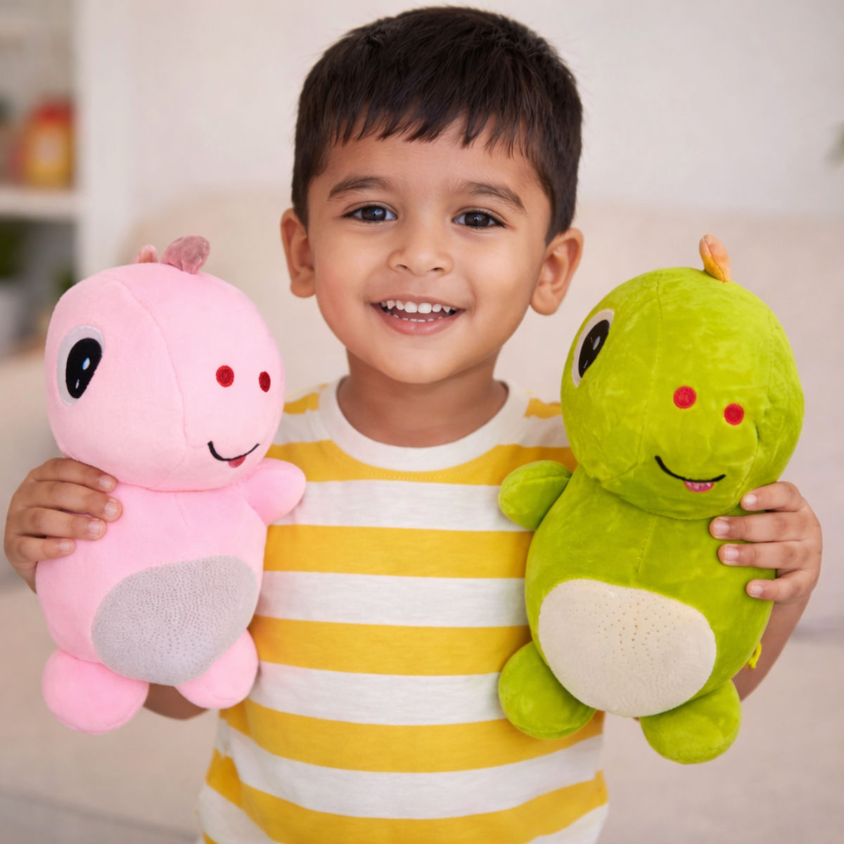 Dinosaur Combo of 2 Green & Pink Soft Plush Toy for Kids (2+ Years) | Toyship