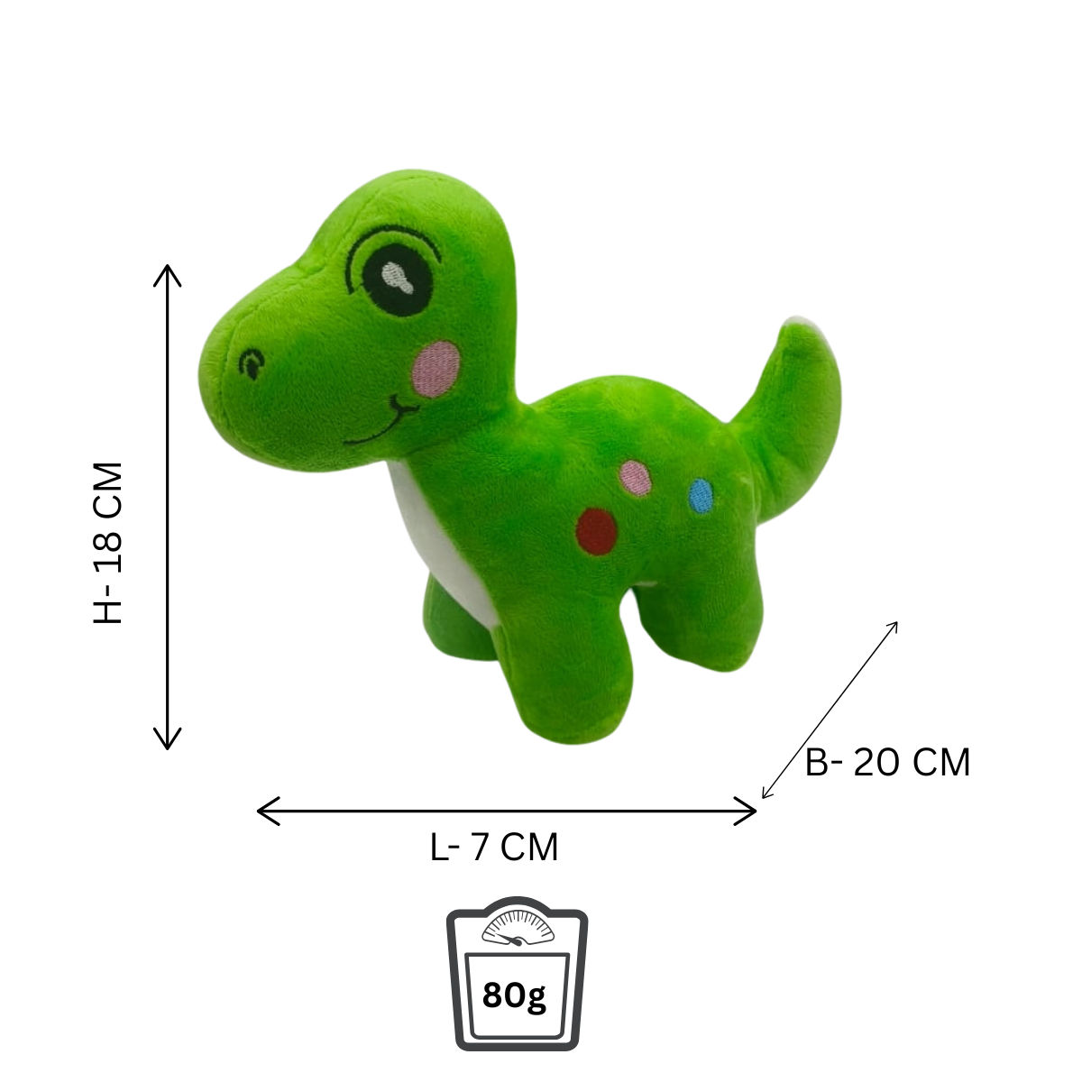 Green Dinosaur Soft Plush Toy for Kids (2+ Years) | Toyship